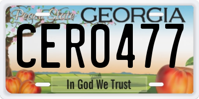 GA license plate CER0477