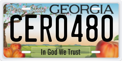 GA license plate CER0480