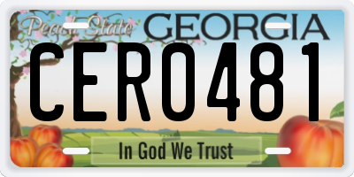 GA license plate CER0481