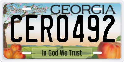 GA license plate CER0492