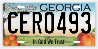 GA license plate CER0493