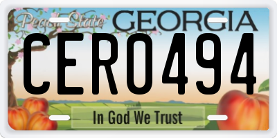 GA license plate CER0494