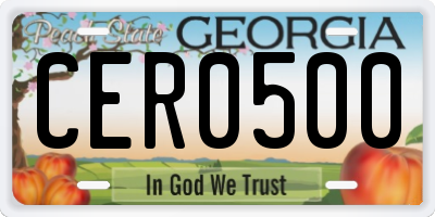 GA license plate CER0500