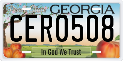 GA license plate CER0508