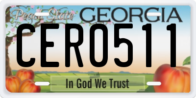 GA license plate CER0511