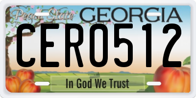 GA license plate CER0512