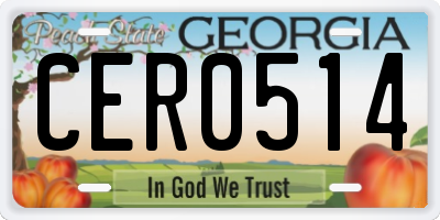 GA license plate CER0514