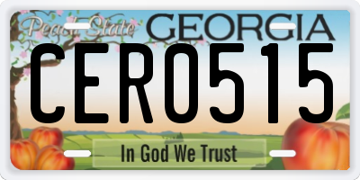 GA license plate CER0515