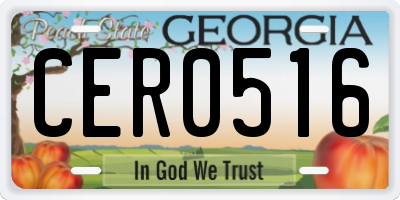 GA license plate CER0516