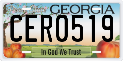 GA license plate CER0519