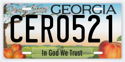 GA license plate CER0521