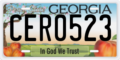 GA license plate CER0523