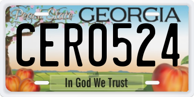 GA license plate CER0524