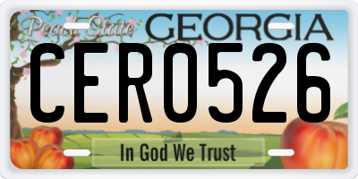 GA license plate CER0526