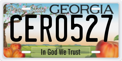 GA license plate CER0527