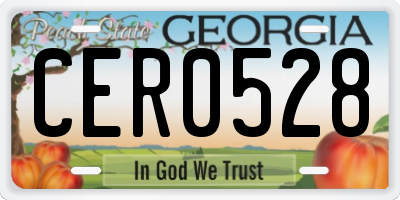 GA license plate CER0528