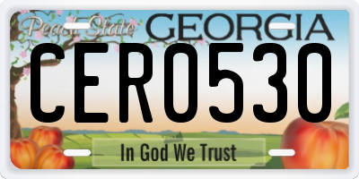 GA license plate CER0530