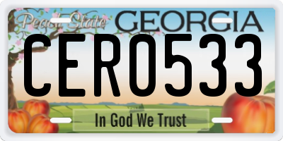 GA license plate CER0533