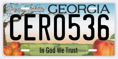 GA license plate CER0536
