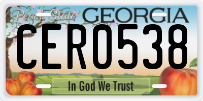 GA license plate CER0538