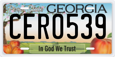 GA license plate CER0539