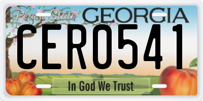 GA license plate CER0541