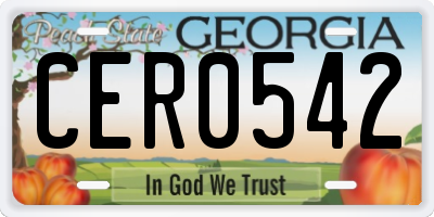 GA license plate CER0542