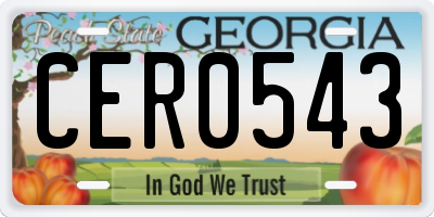GA license plate CER0543