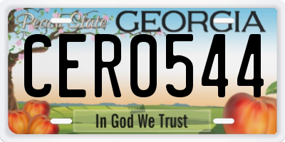 GA license plate CER0544