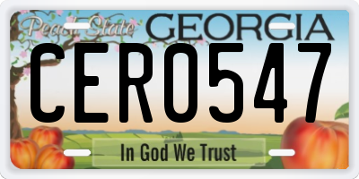 GA license plate CER0547