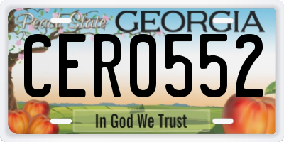 GA license plate CER0552
