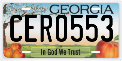 GA license plate CER0553
