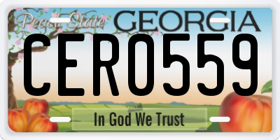 GA license plate CER0559