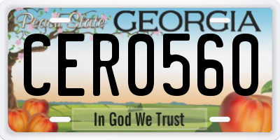 GA license plate CER0560