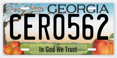 GA license plate CER0562