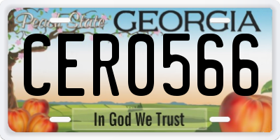 GA license plate CER0566