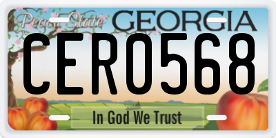 GA license plate CER0568