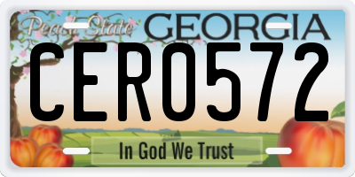 GA license plate CER0572