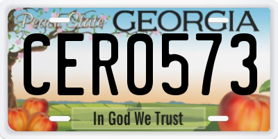 GA license plate CER0573