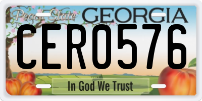 GA license plate CER0576