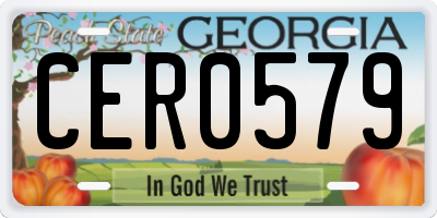 GA license plate CER0579