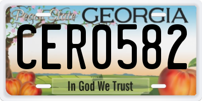 GA license plate CER0582
