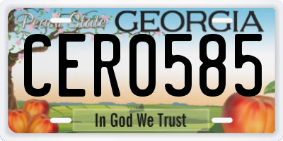 GA license plate CER0585