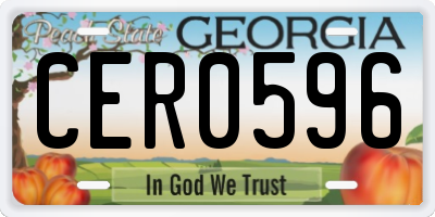 GA license plate CER0596