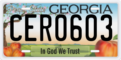 GA license plate CER0603