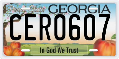 GA license plate CER0607