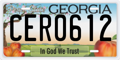 GA license plate CER0612