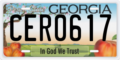GA license plate CER0617