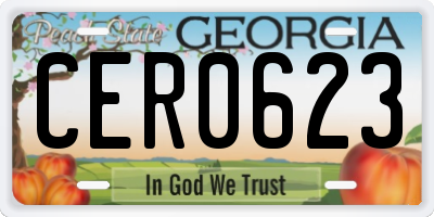 GA license plate CER0623