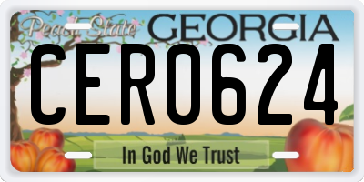 GA license plate CER0624